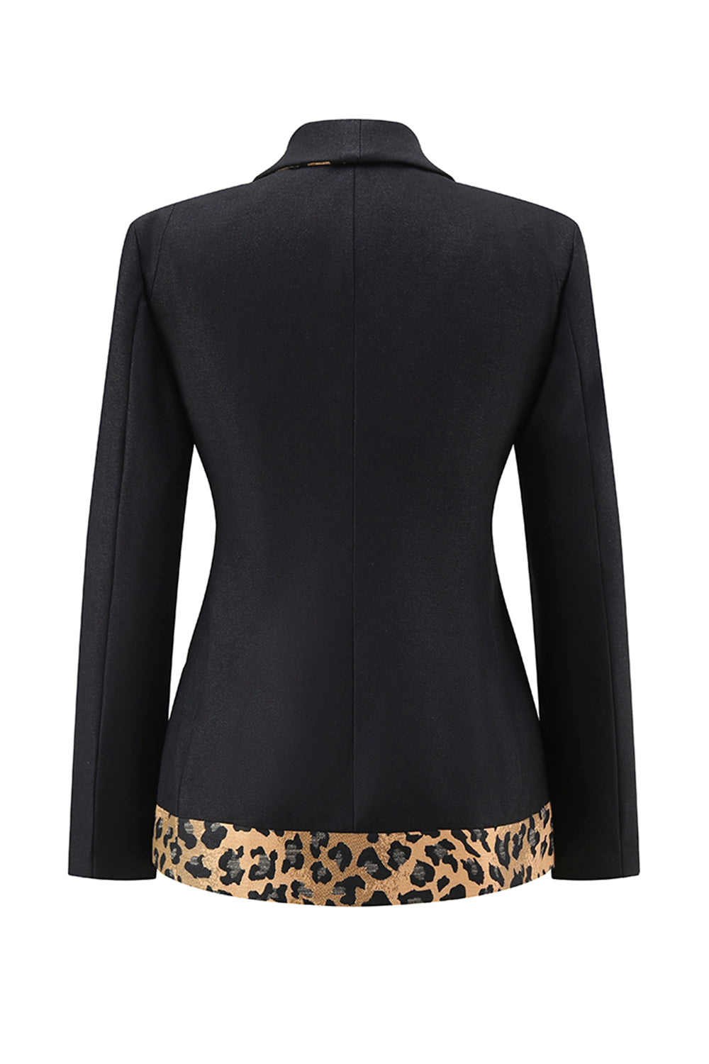 Black Leopard print Slim Fit 2-piece Women Suits