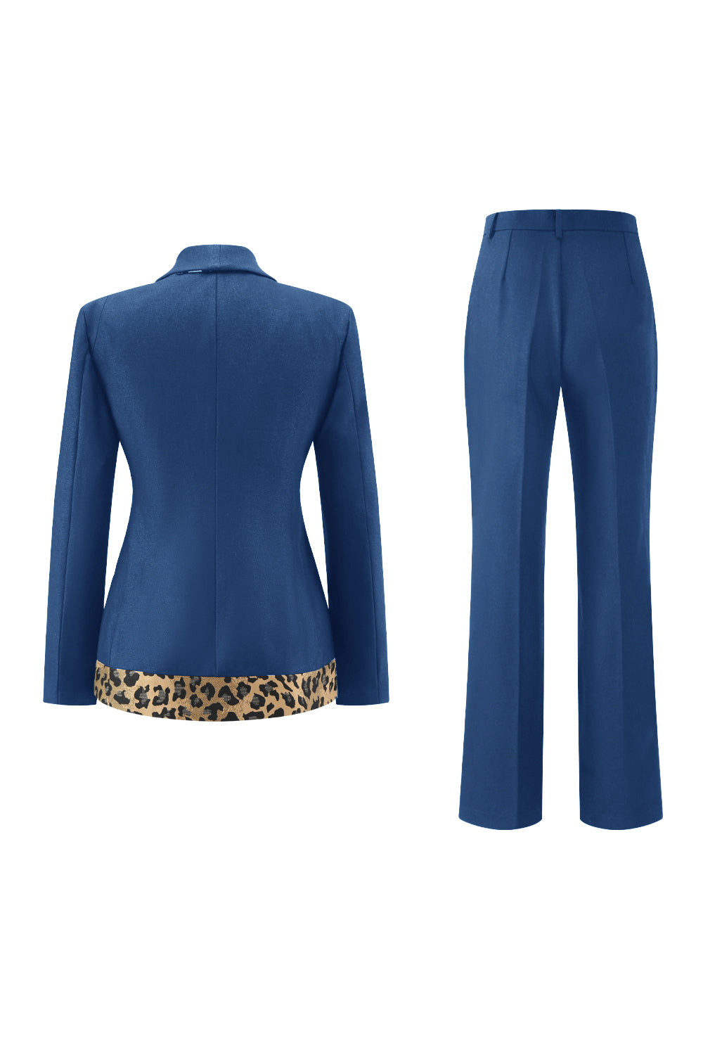 Black Leopard print Slim Fit 2-piece Women Suits