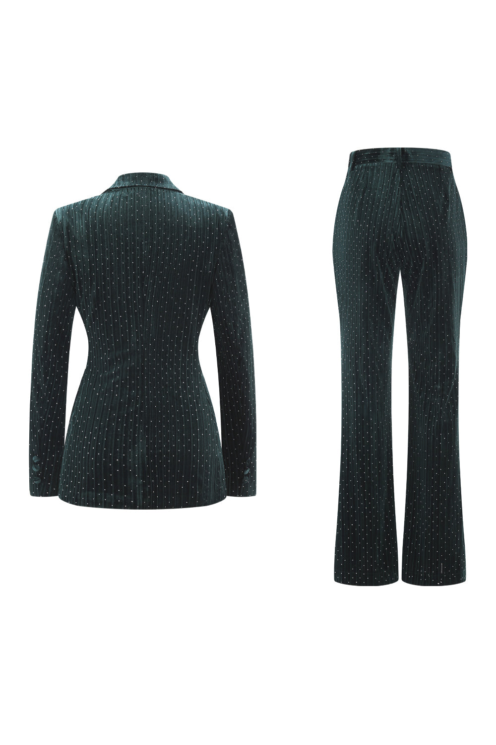 Dark Green Beaded Peaked lapel 2 Pieces Prom Suits