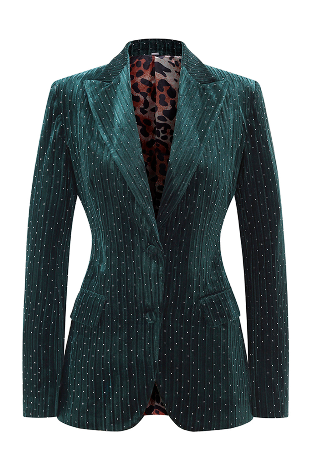 Dark Green Beaded Peaked lapel 2 Pieces Prom Suits