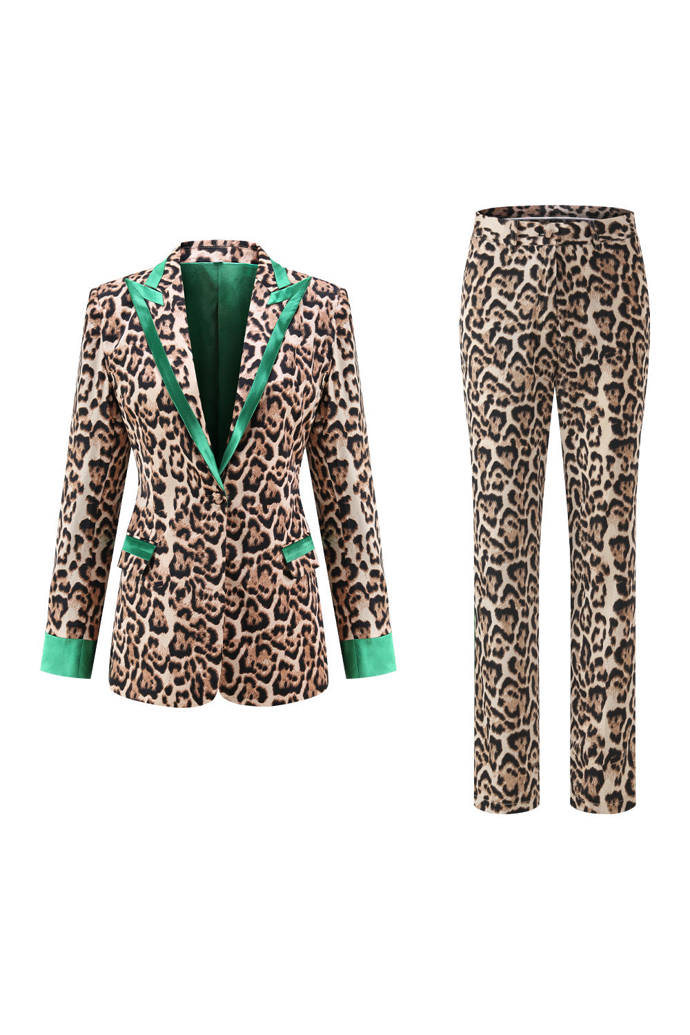 Coffee Leopard Peaked lapel 2 Pieces Prom Suits
