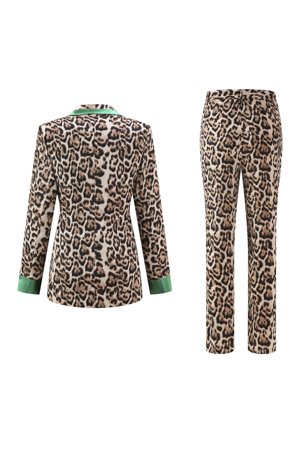 Coffee Leopard Peaked lapel 2 Pieces Prom Suits