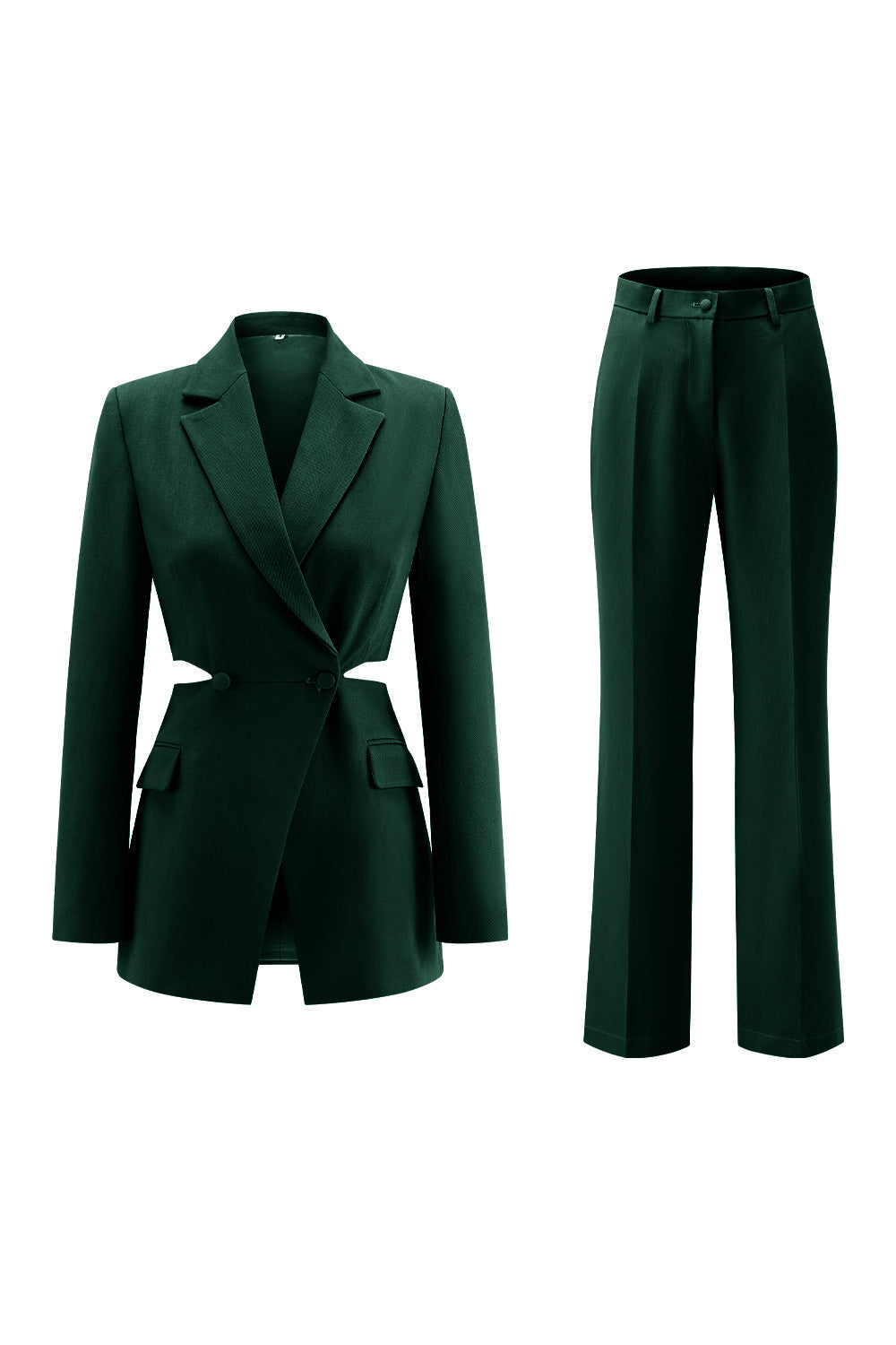 Grey Blue Notched Lapel 2-Piece Cut-Out Prom Suit