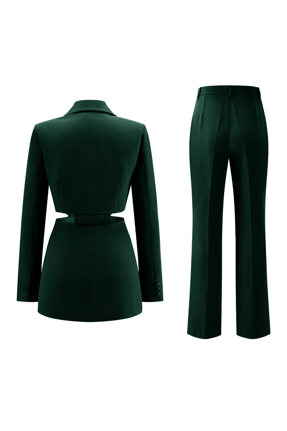 Grey Blue Notched Lapel 2-Piece Cut-Out Prom Suit