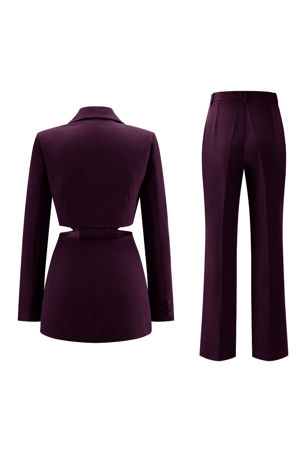 Grey Blue Notched Lapel 2-Piece Cut-Out Prom Suit
