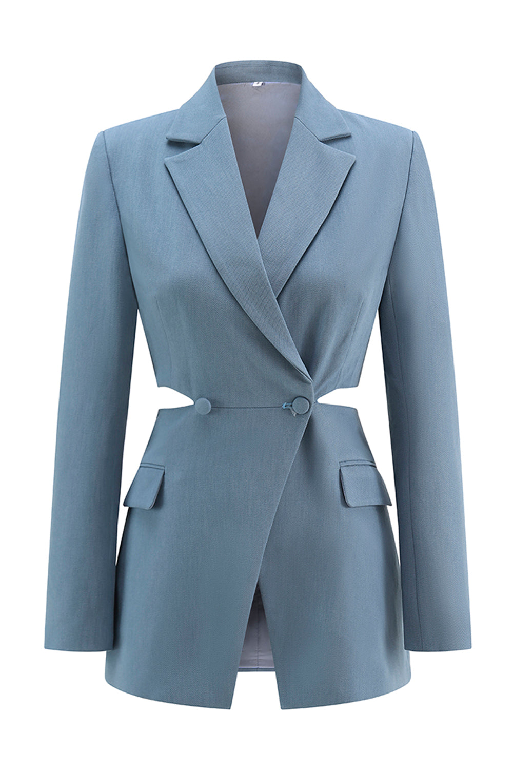 Grey Blue Notched Lapel 2-Piece Cut-Out Prom Suit