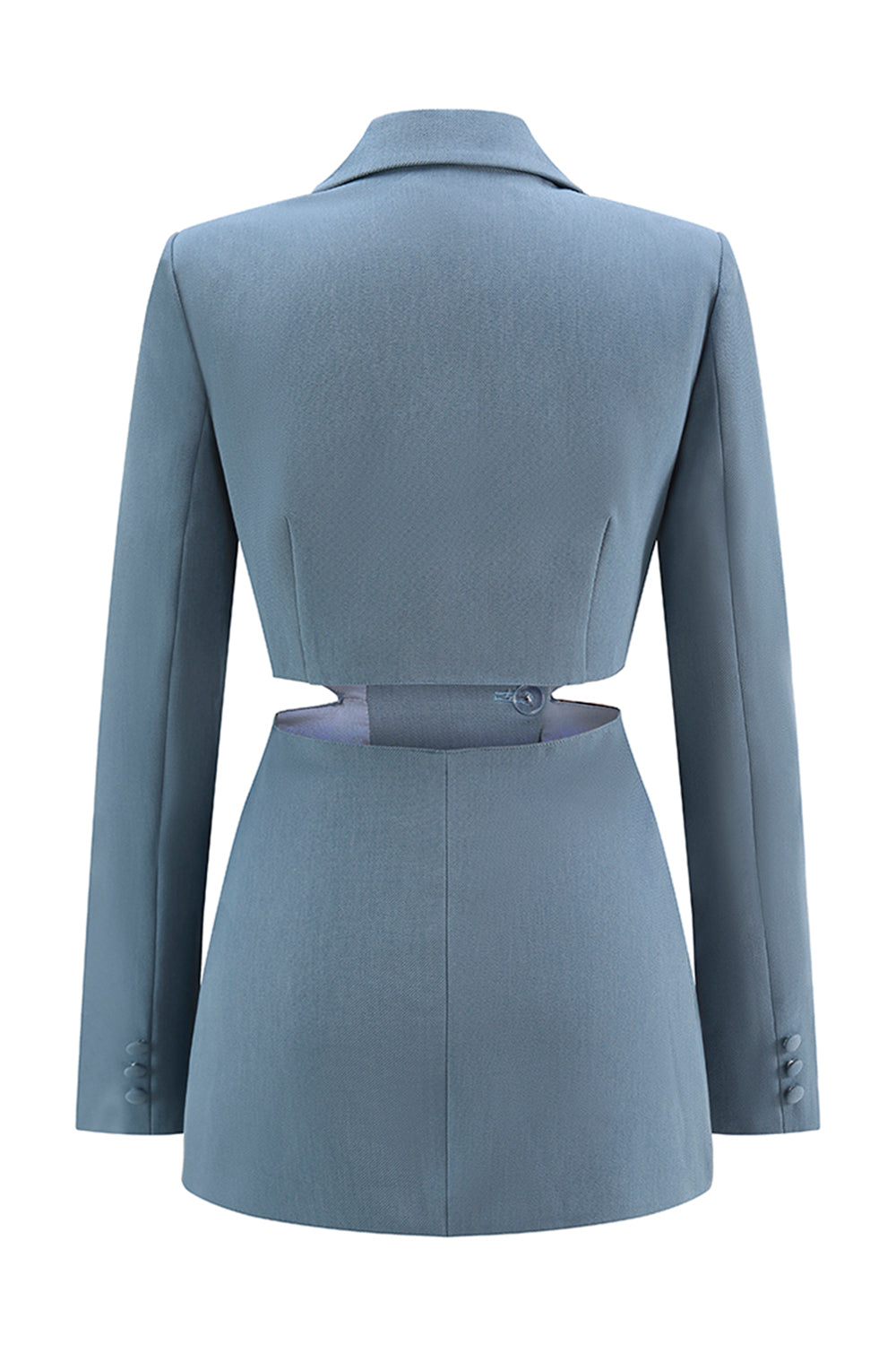 Grey Blue Notched Lapel 2-Piece Cut-Out Prom Suit