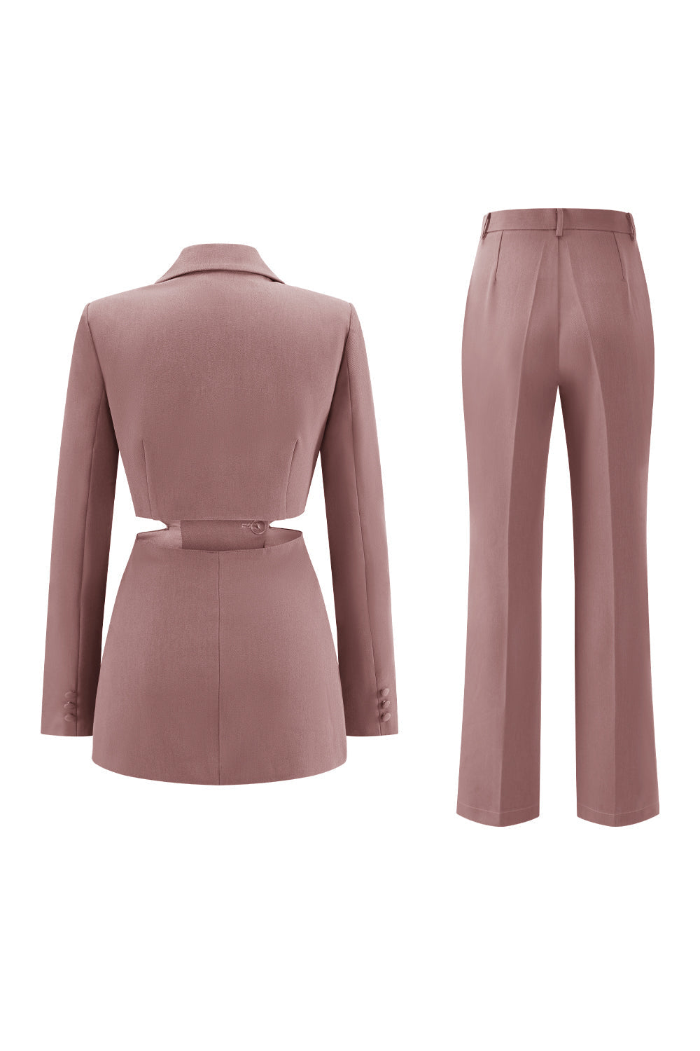 Grey Blue Notched Lapel 2-Piece Cut-Out Prom Suit