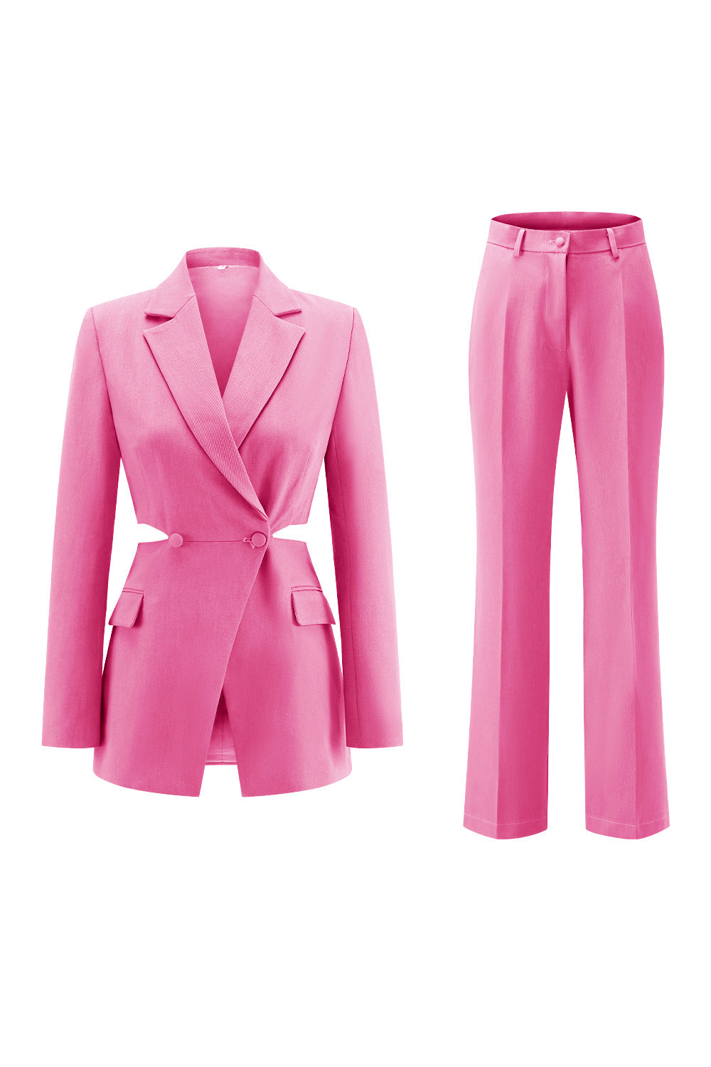 Grey Blue Notched Lapel 2-Piece Cut-Out Prom Suit