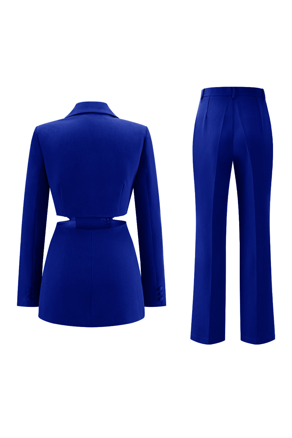 Grey Blue Notched Lapel 2-Piece Cut-Out Prom Suit
