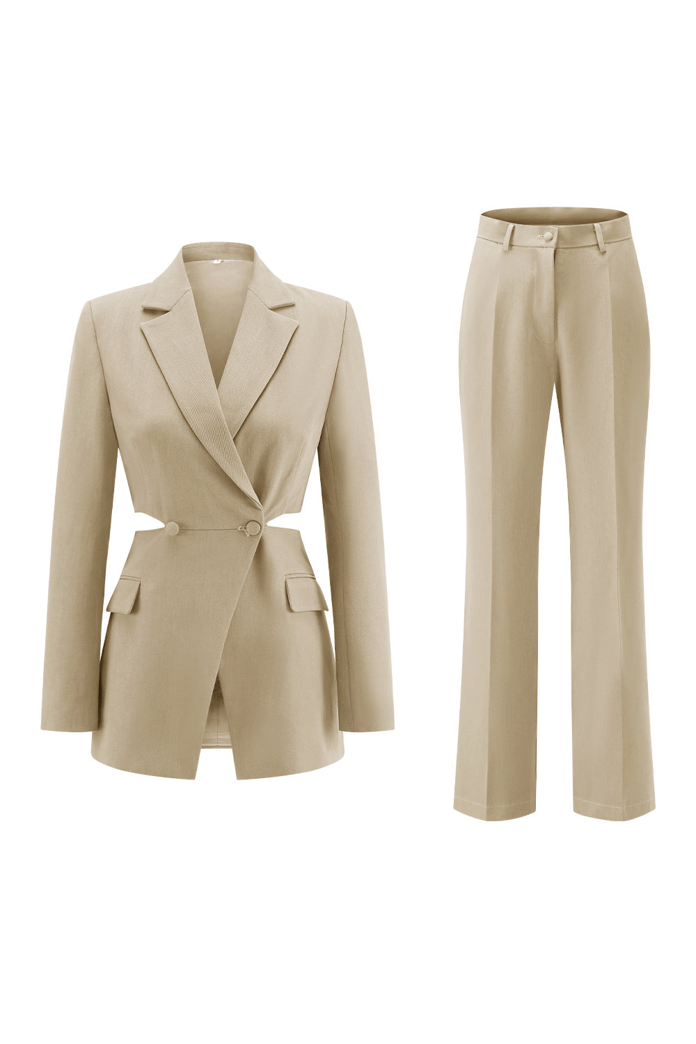 Grey Blue Notched Lapel 2-Piece Cut-Out Prom Suit