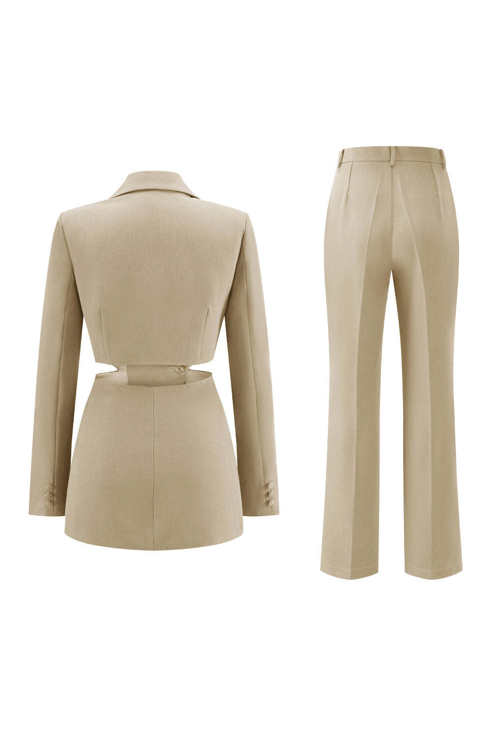 Grey Blue Notched Lapel 2-Piece Cut-Out Prom Suit