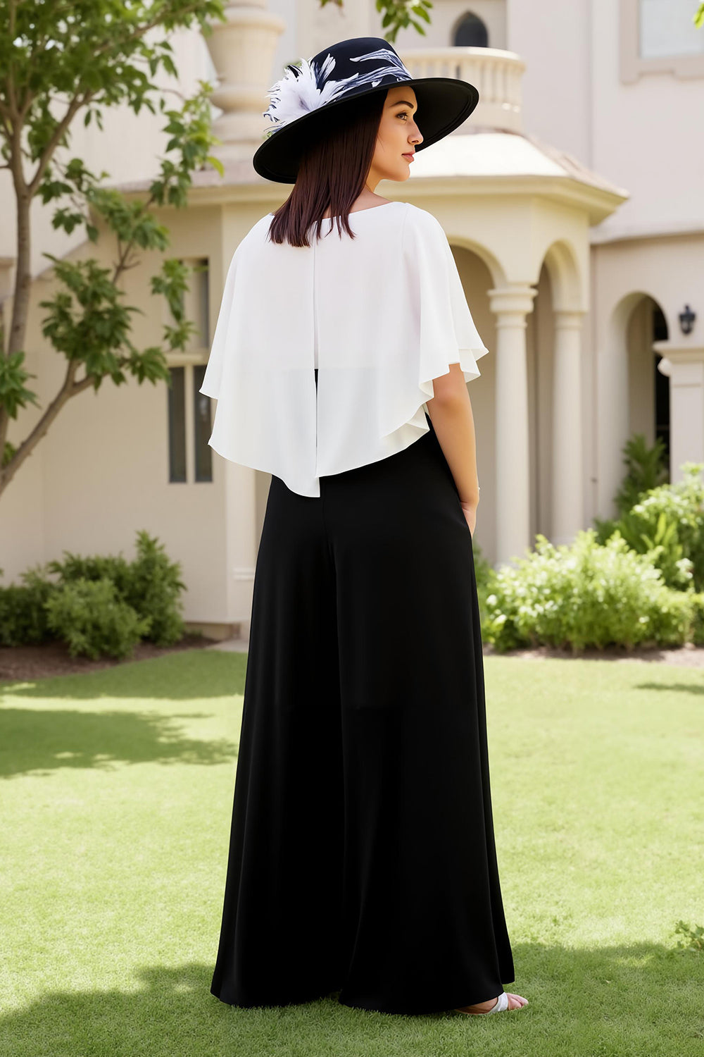 Black Square Neck A-Line Chiffon Wedding Guest Dress