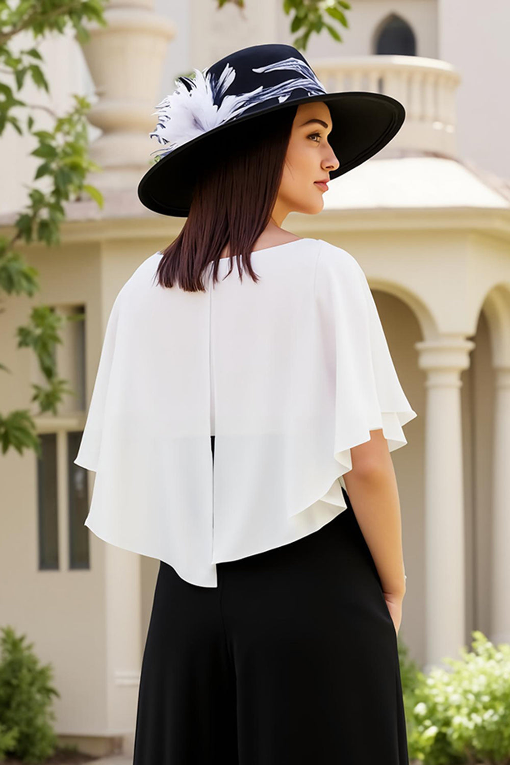 Black Square Neck A-Line Chiffon Wedding Guest Dress