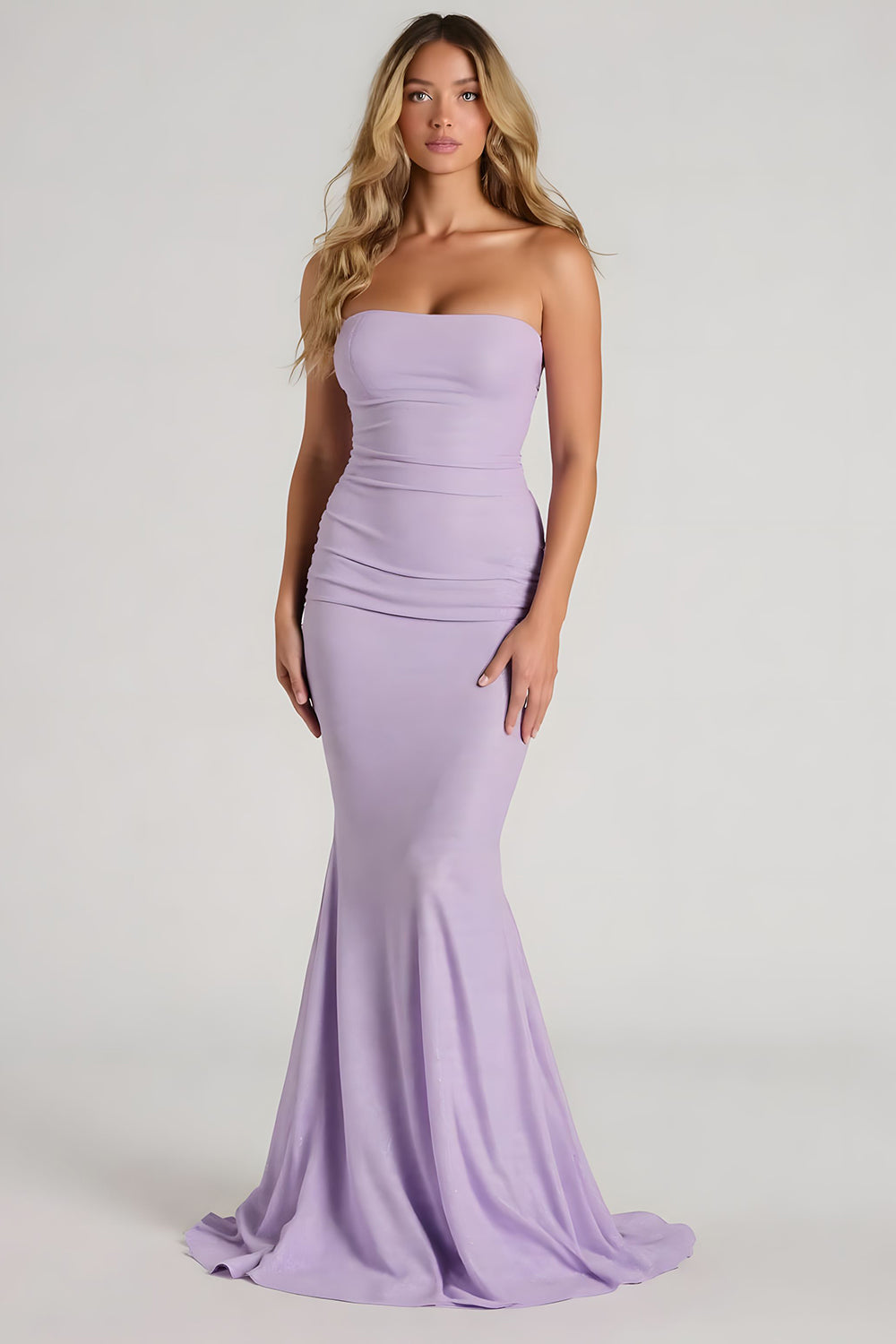 Lilac Strapless Mermaid Long Bridesmaid Dress