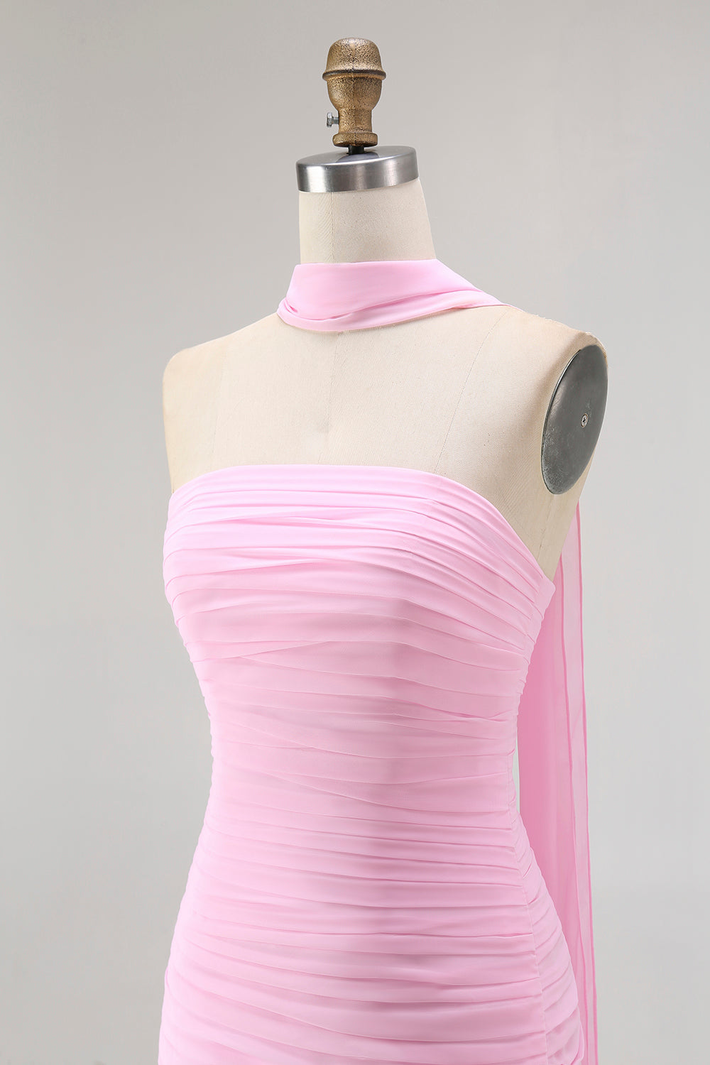 Robe de demoiselle d'honneur longue bandeau froncée Blush avec fente