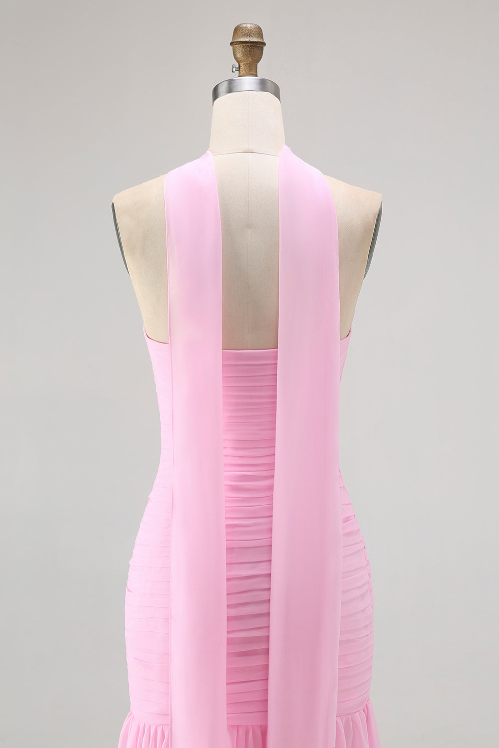 Robe de demoiselle d'honneur longue bandeau froncée Blush avec fente