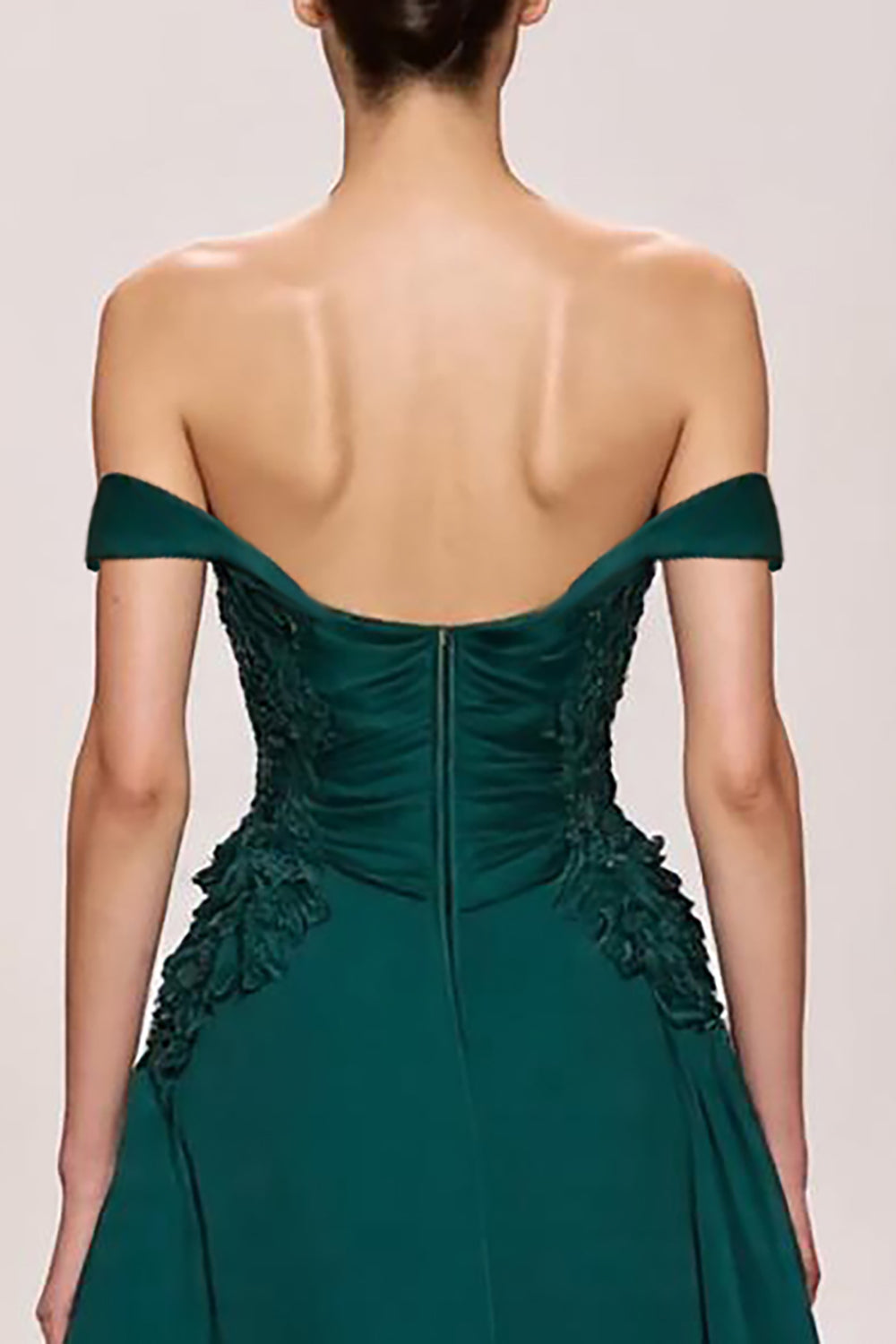 Light Green Satin A Line Long Evening Dress With Appliques