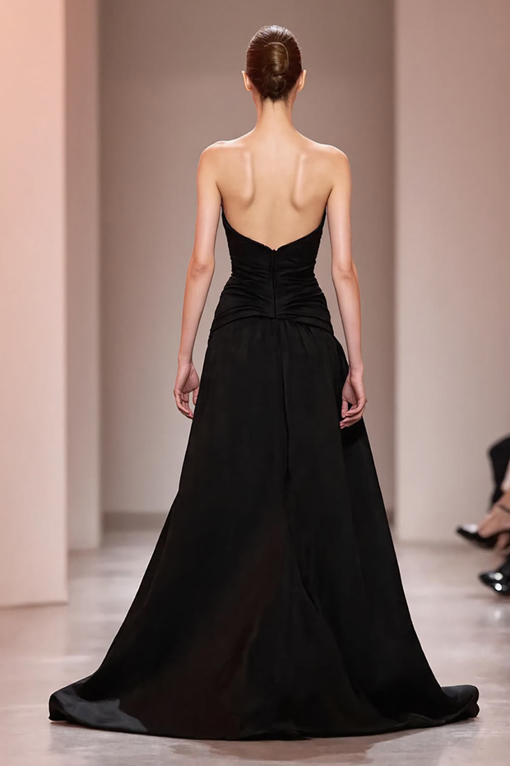 Black A-Line Satin Beaded Sweetheart Evening Dress with Slit