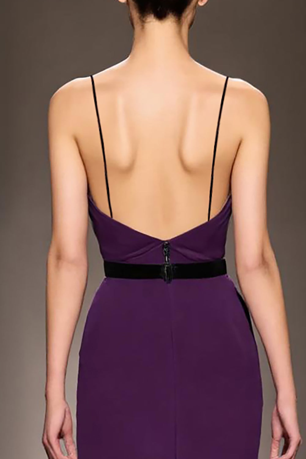 Dark Purple Satin Spaghetti Straps Long Evening Dress