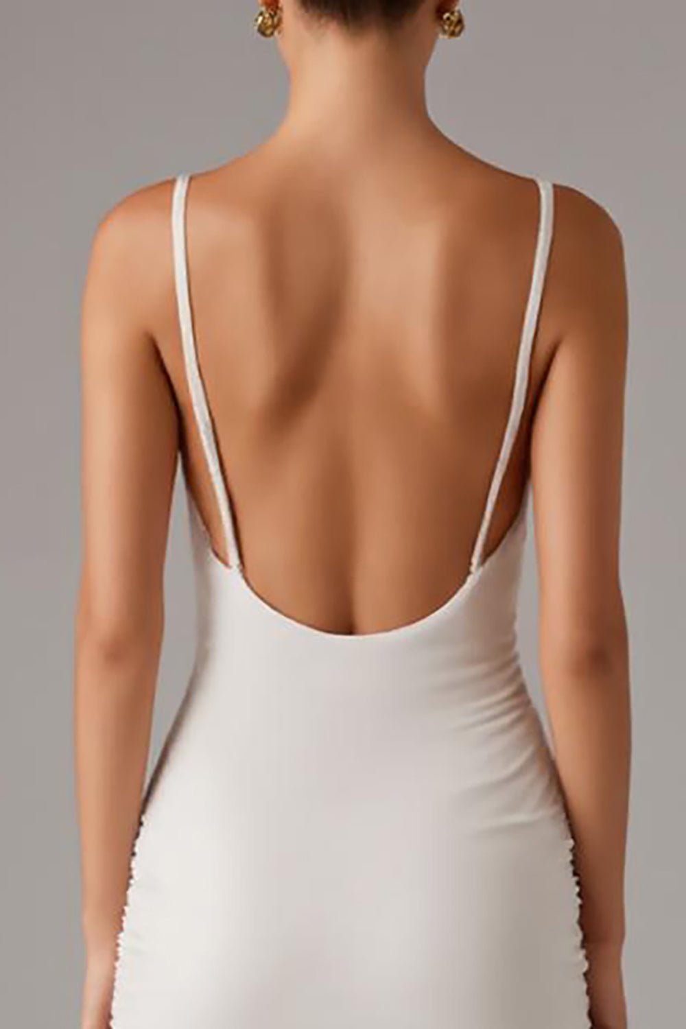Elegant Mermaid Ivory Spaghetti Straps Evening Dress