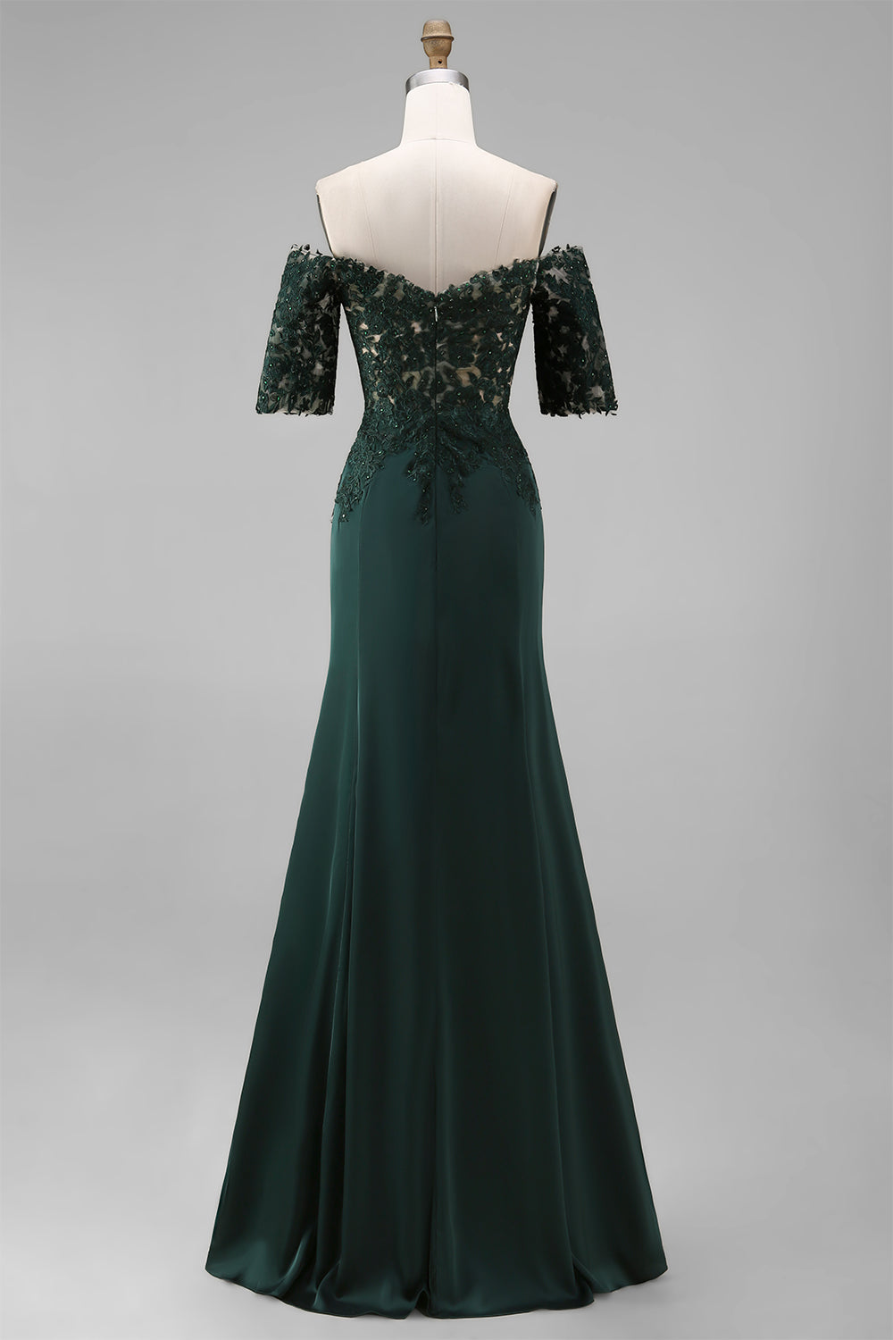 A-Line Dark Green Off the Shoulder Applique Long Mother of the Bride Dress