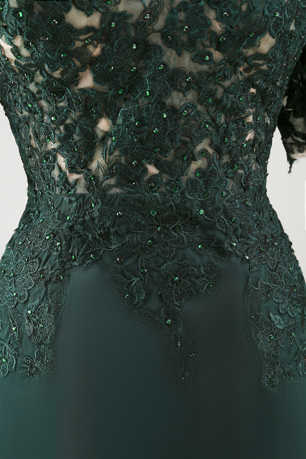 A-Line Dark Green Off the Shoulder Applique Long Mother of the Bride Dress