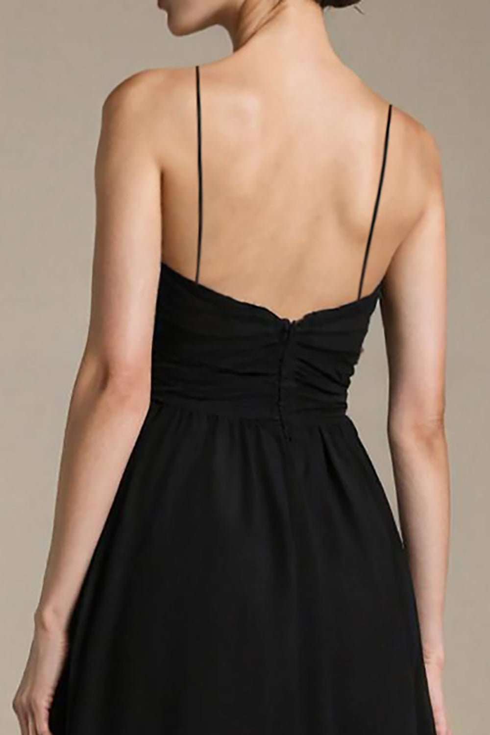 A-Line Black V-Neck Evening Dress with Slit