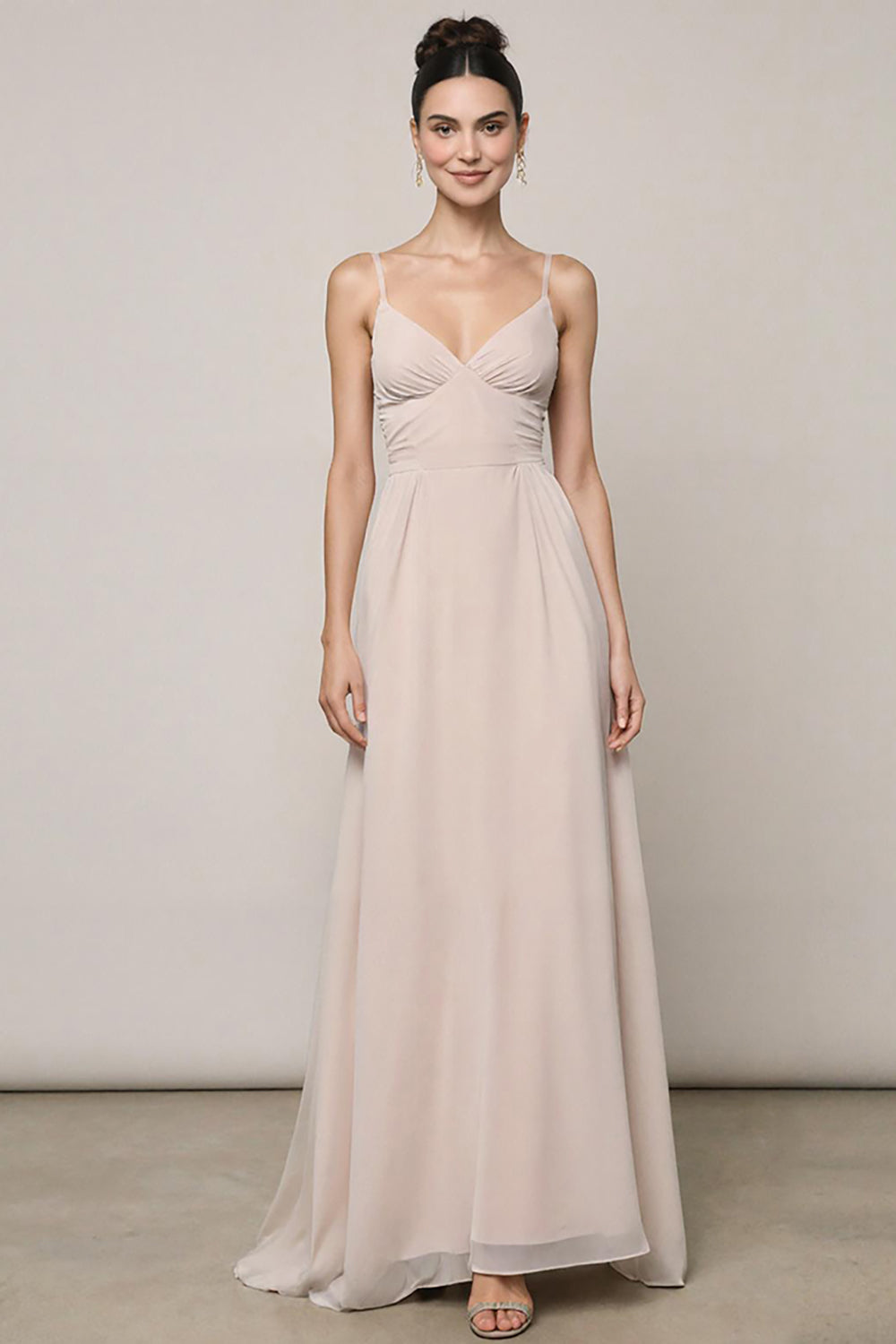 Ivory A Line Spaghetti Straps Long Formal Dress