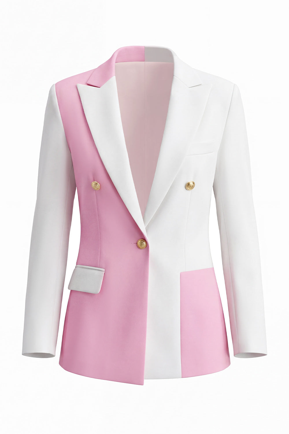 2 Piece White Pink Peak Lapel One Button Women's Suits