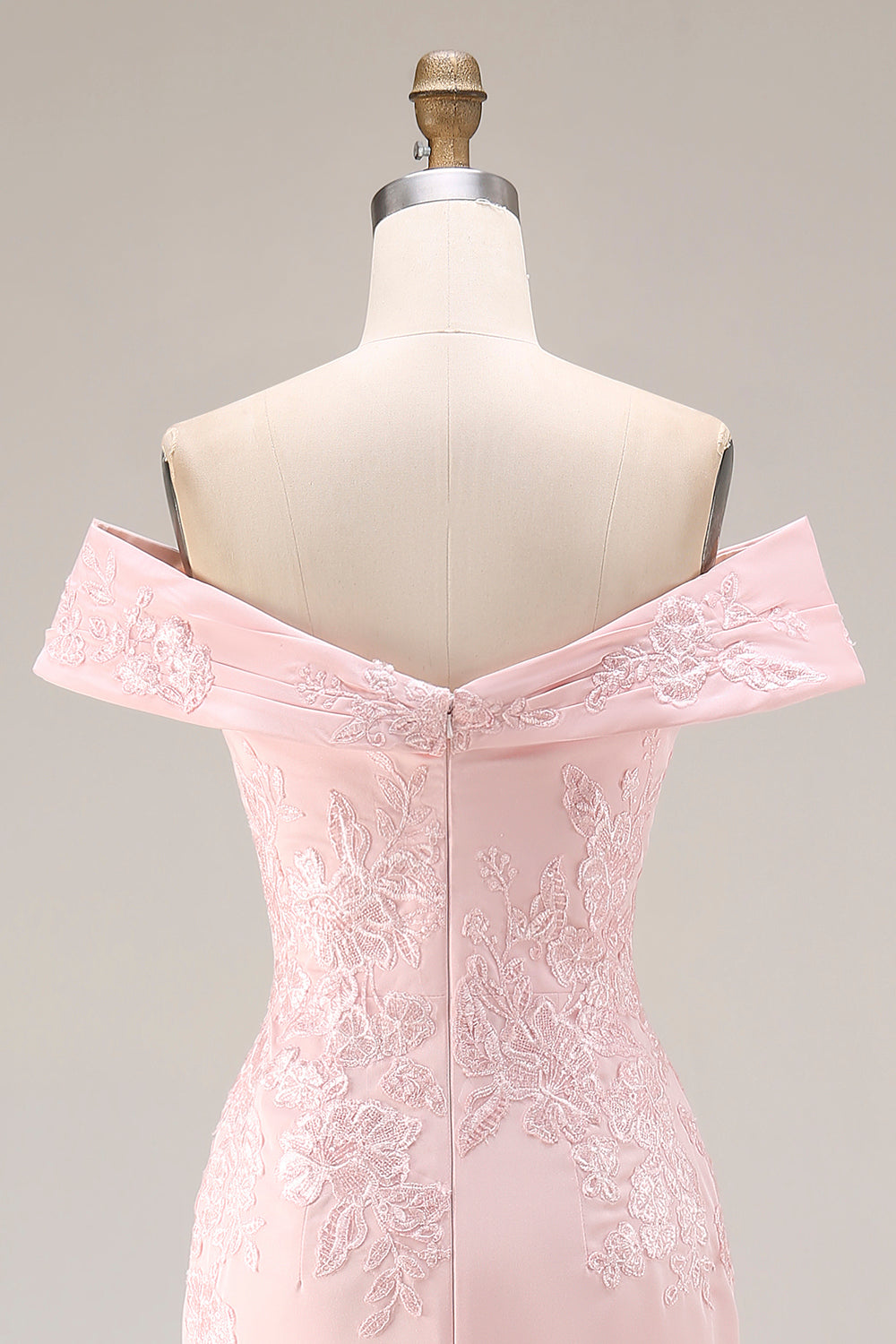Blush Pink Sheath Off The Shoulder Mother Of The Bride Dress with Slit