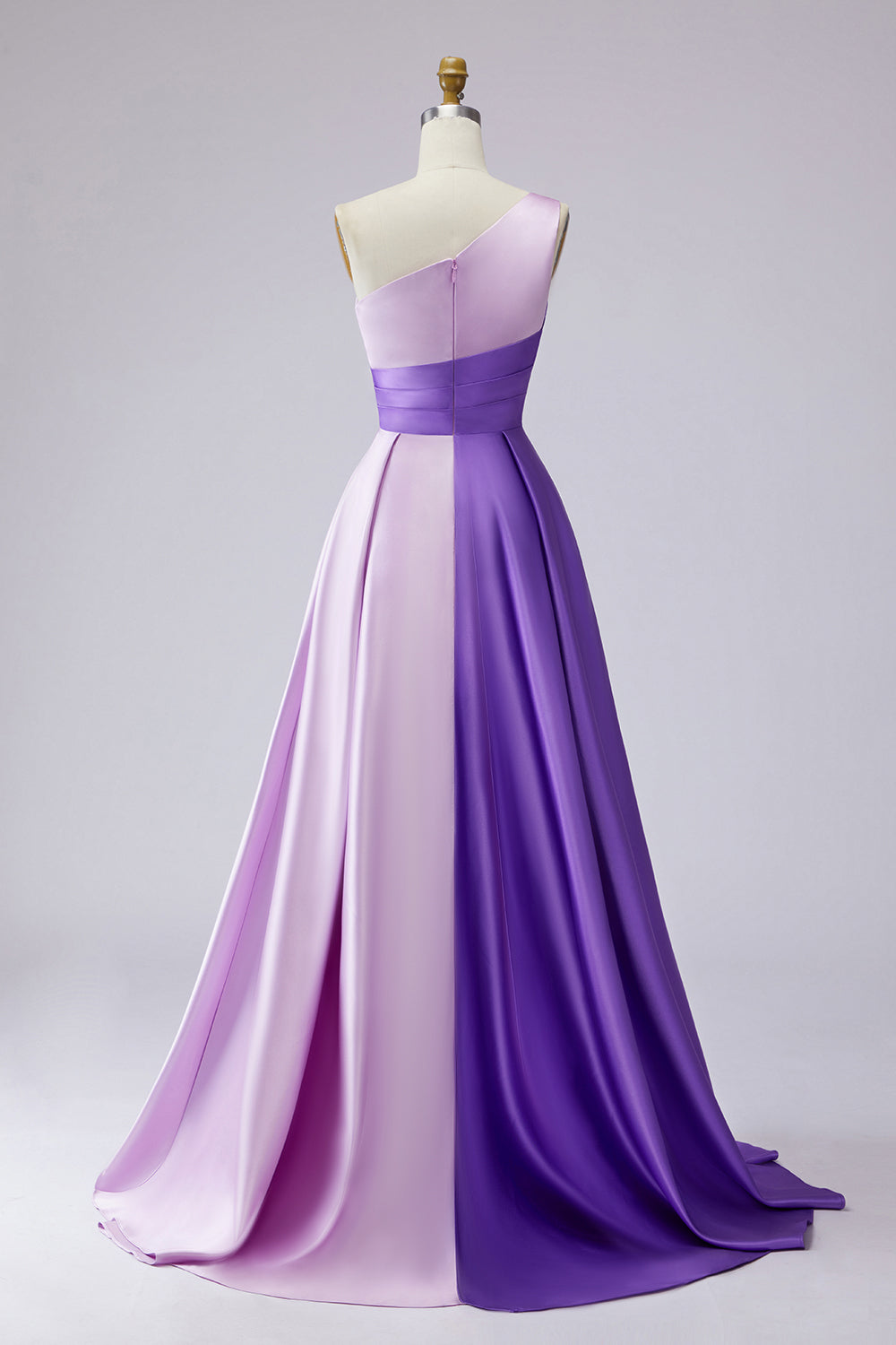 Robe de soirée rose plissée asymétrique à coupe trapèze