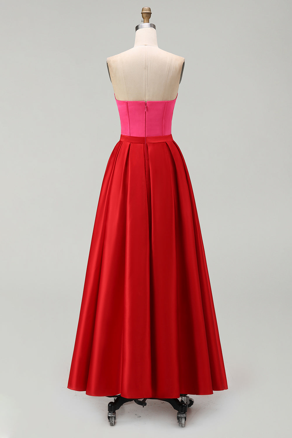 Strapless Red And Fuchsia Corset A Line Formal Dress