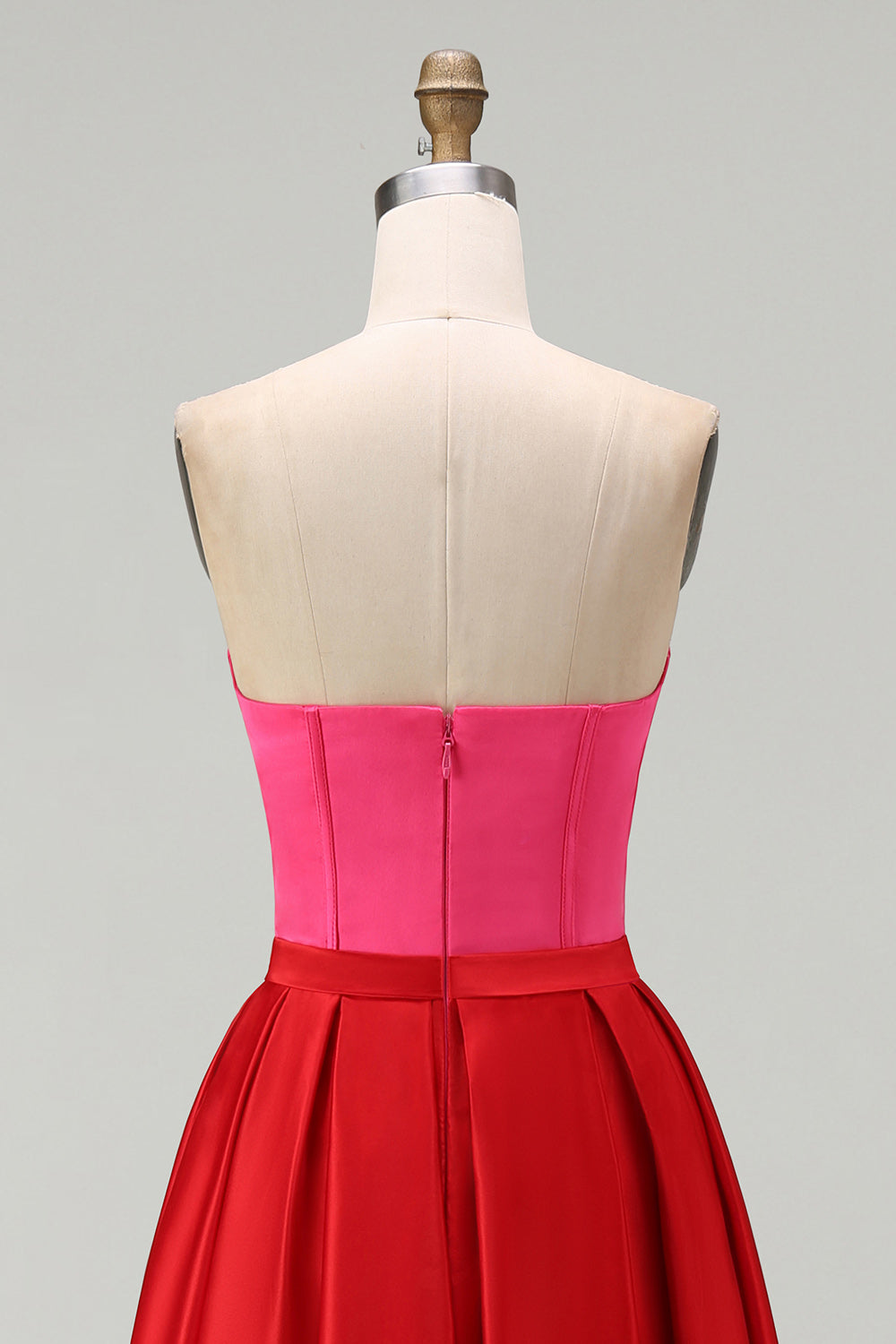 Strapless Red And Fuchsia Corset A Line Formal Dress