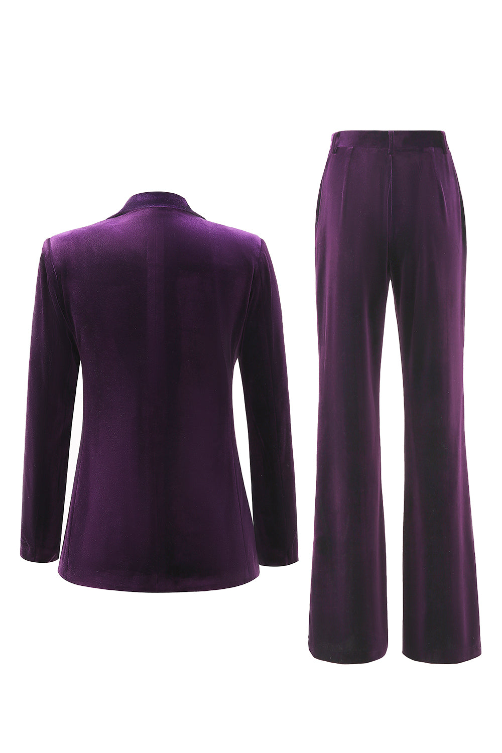 2-Piece Plum Velvet Peak Lapel Single-Breasted Women's Suits
