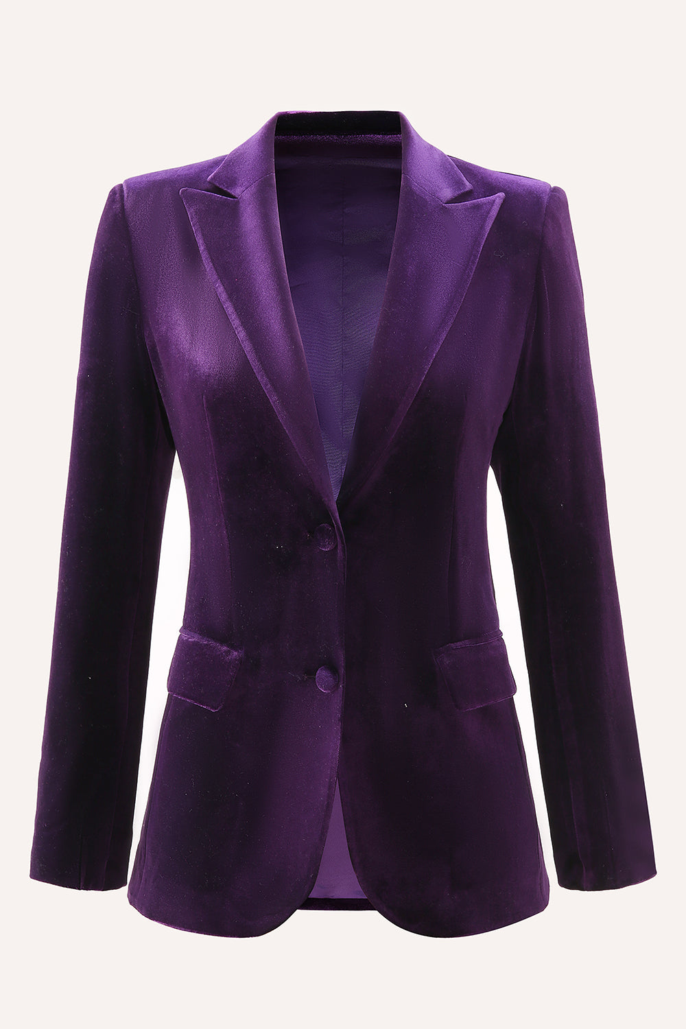 2-Piece Plum Velvet Peak Lapel Single-Breasted Women's Suits