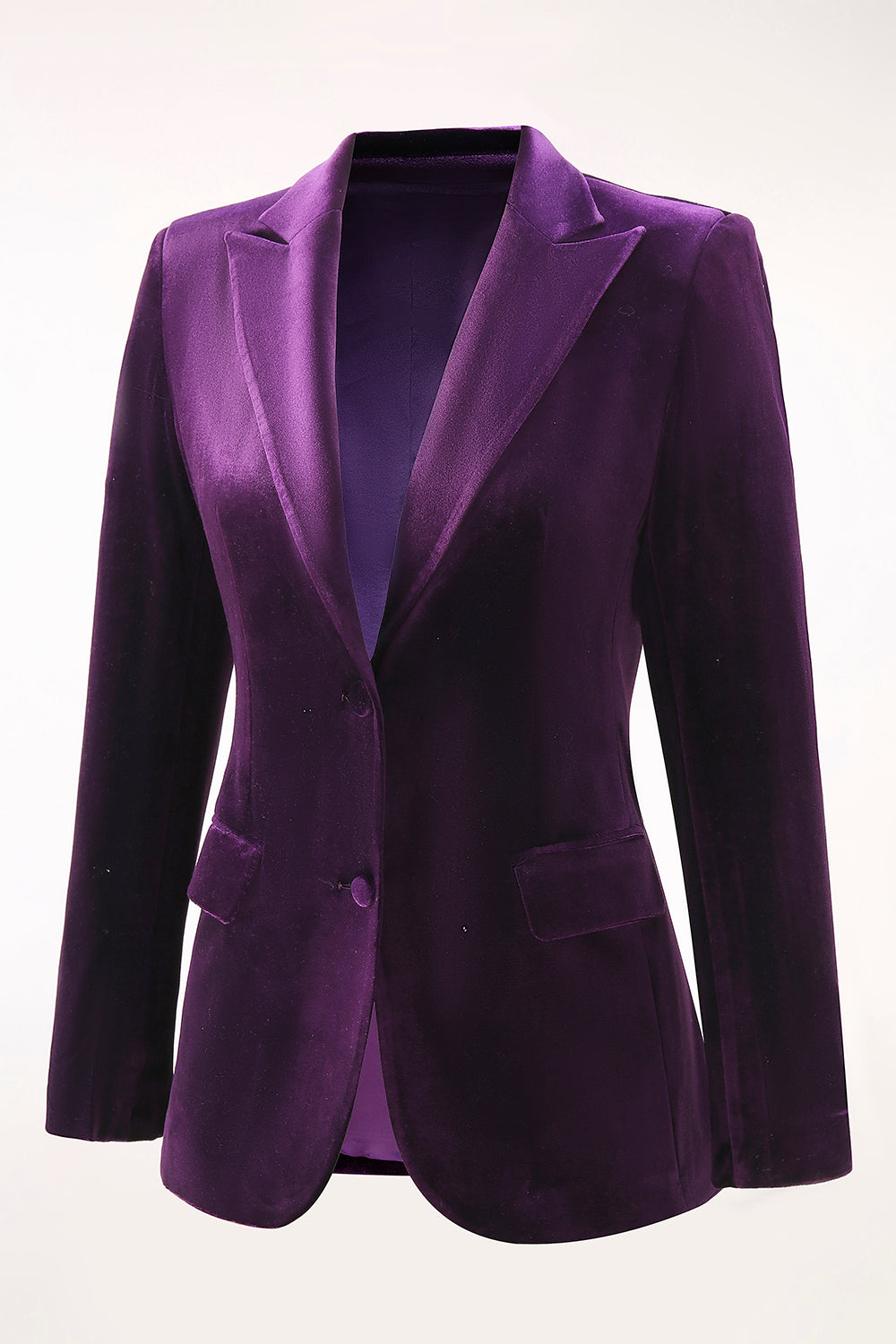 2-Piece Plum Velvet Peak Lapel Single-Breasted Women's Suits