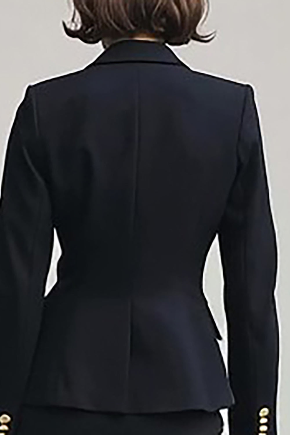 Black 2 Piece Notched Lapel Pencil Midi Work Dress