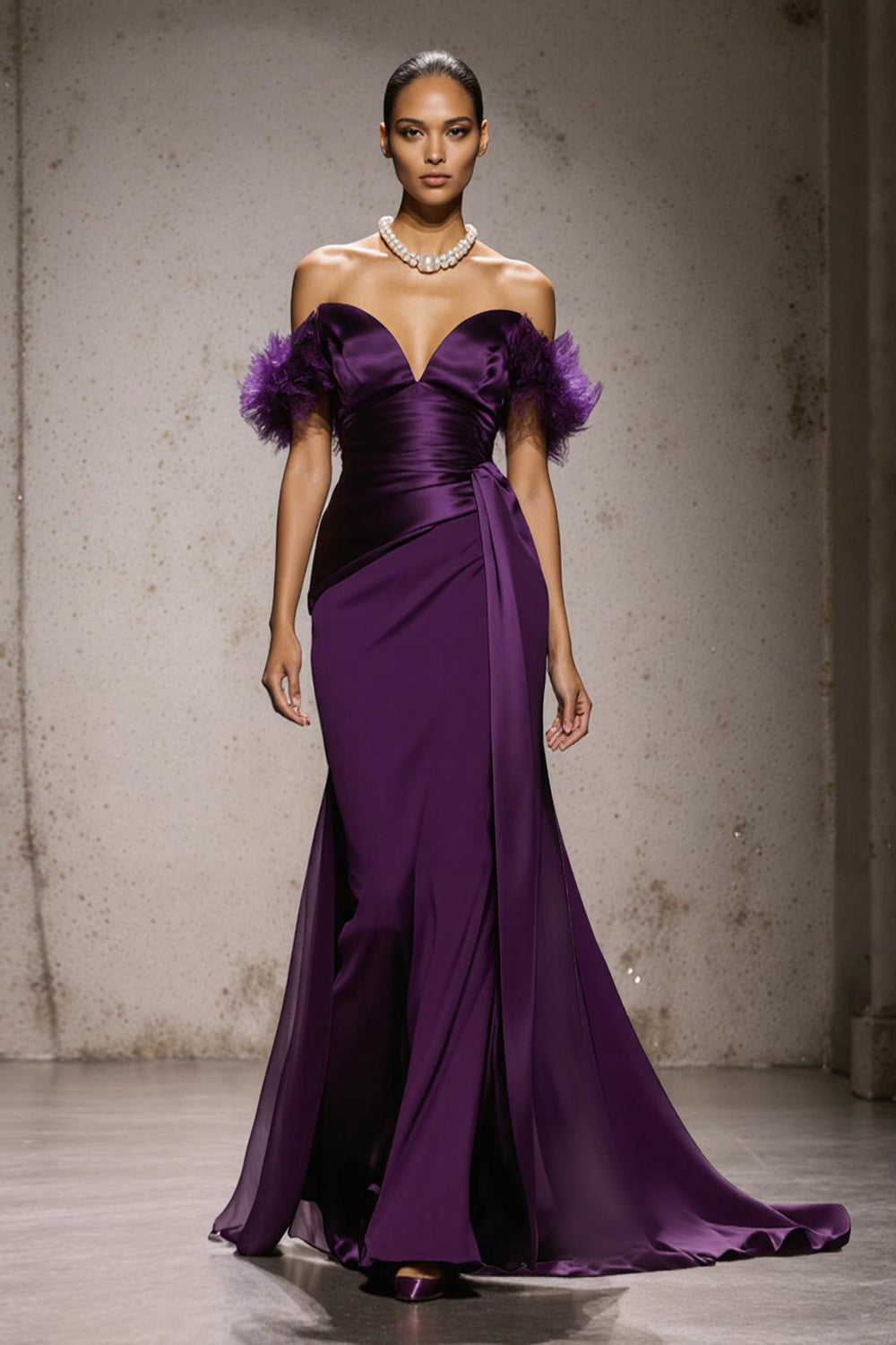 Purple Off-the-Shoulder Mermaid Long Pageant Dress