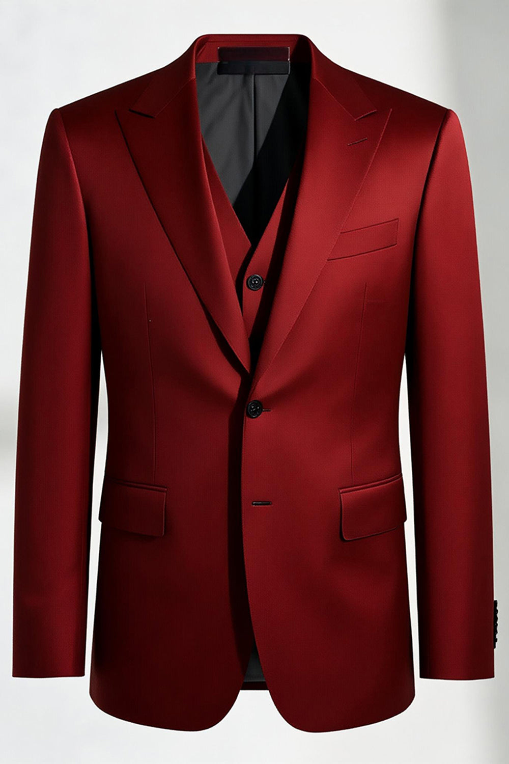 Costume homme bordeaux revers crantés un bouton