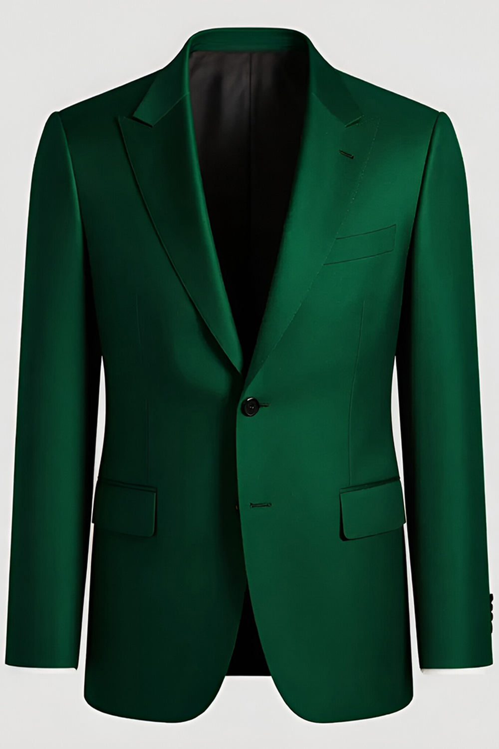 Dark Green Peak Lapel 2 Piece Men's Suits