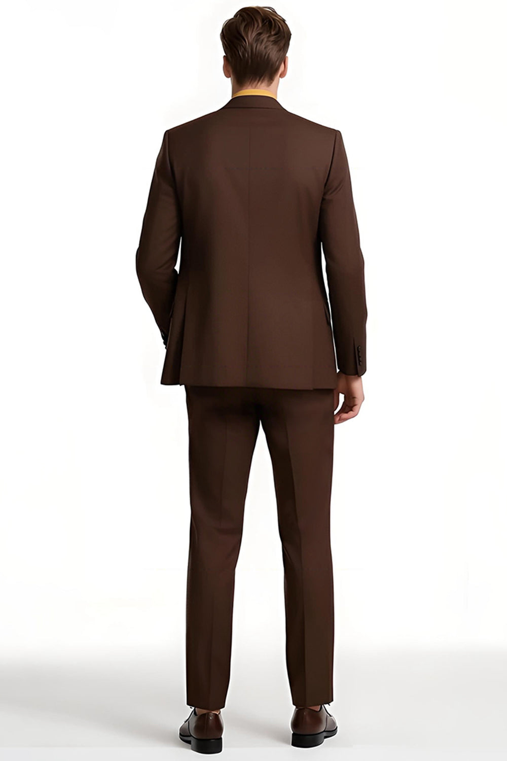 Costumes de bal marron foncé à revers crantés et coupe ajustée
