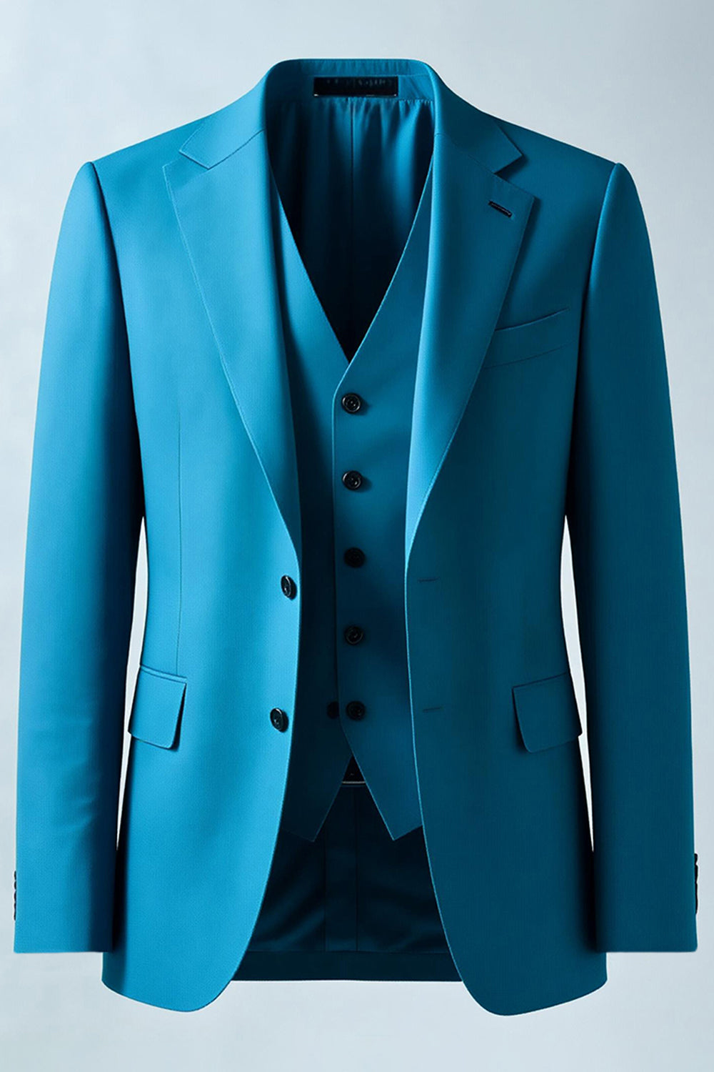 Peacock Blue Notched Lapel 2 Piece Men's Suits