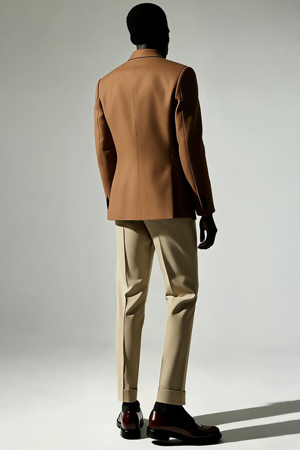 Dark Khaki Singel Breasted Peak Lapel Men's Suits