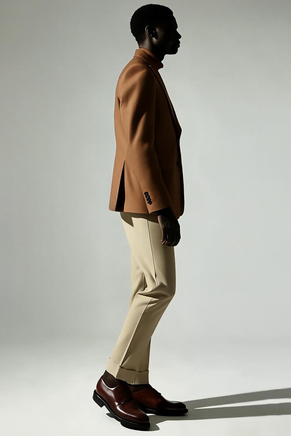 Dark Khaki Singel Breasted Peak Lapel Men's Suits