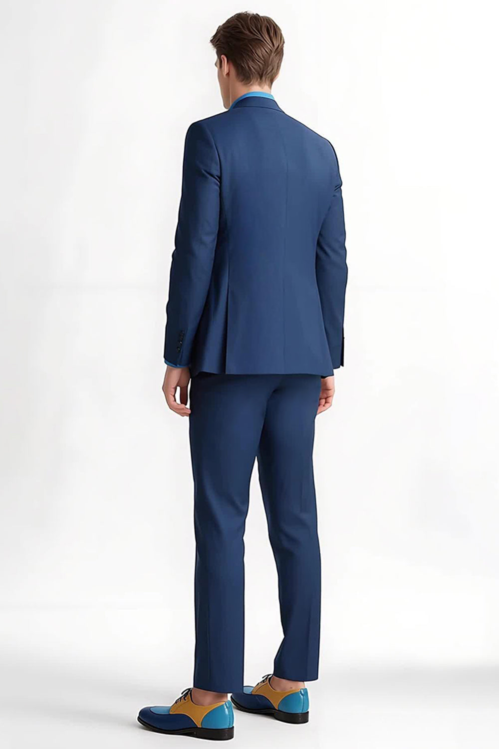 Costumes de bal pour homme 2 pièces bleu foncé à revers crantés