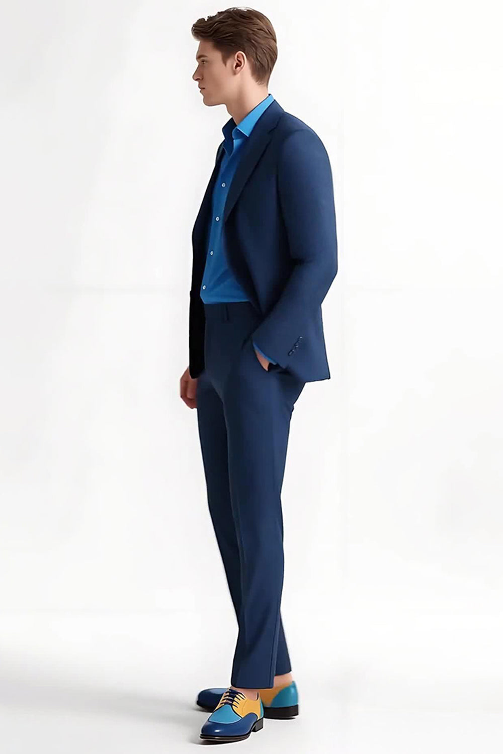 Costumes de bal pour homme 2 pièces bleu foncé à revers crantés