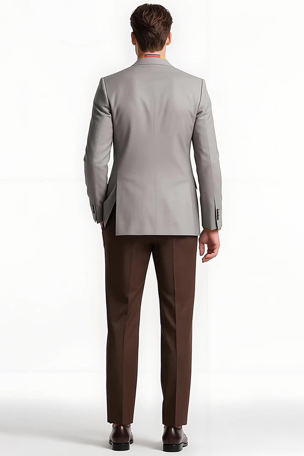 Grey Peak Lapel 2 Piece Single Breasted Men Prom Suits