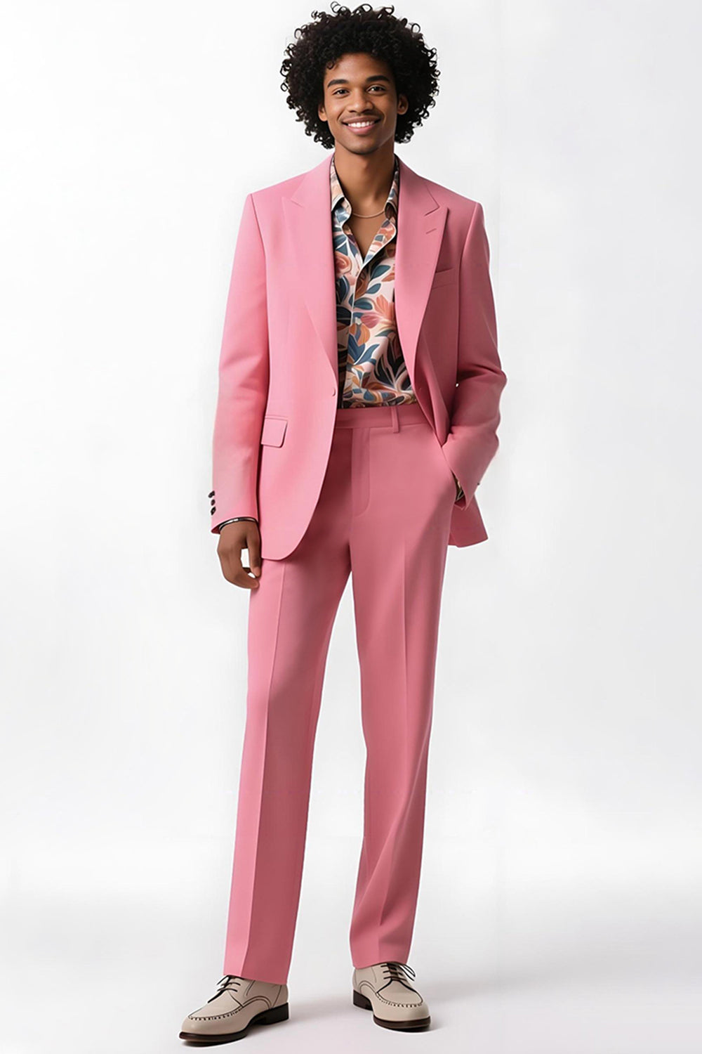 Blush Peak Lapel 2 Piece Single Breasted Men Prom Suits