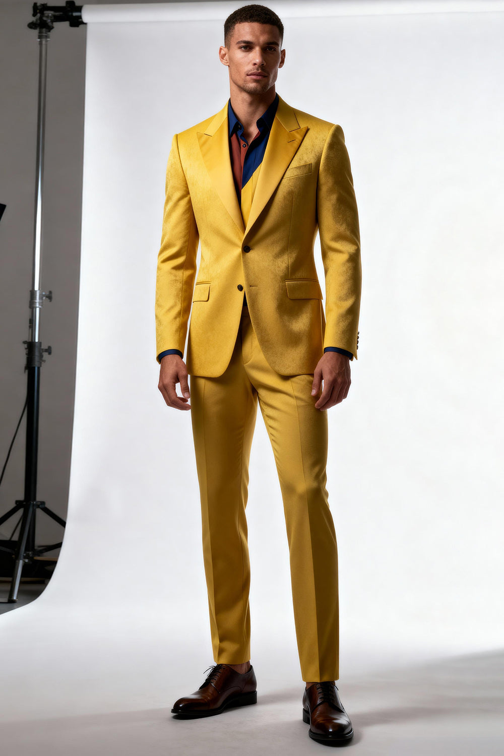 Peak Lapel 2-Piece Single-Breasted Yellow Men's Formal Suits